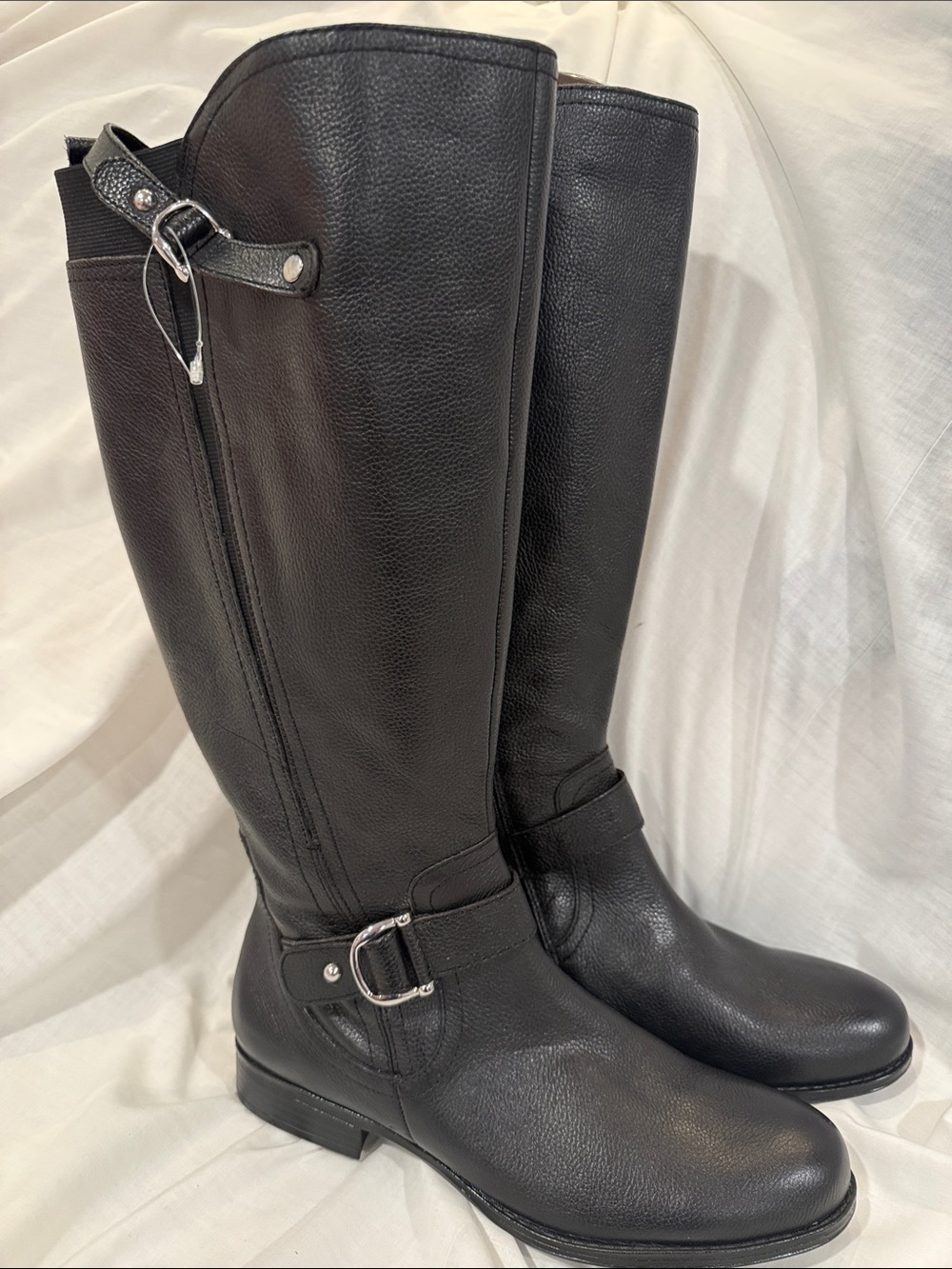 Naturalizer Black Over-the-Knee Riding Boots with Buckle Detail